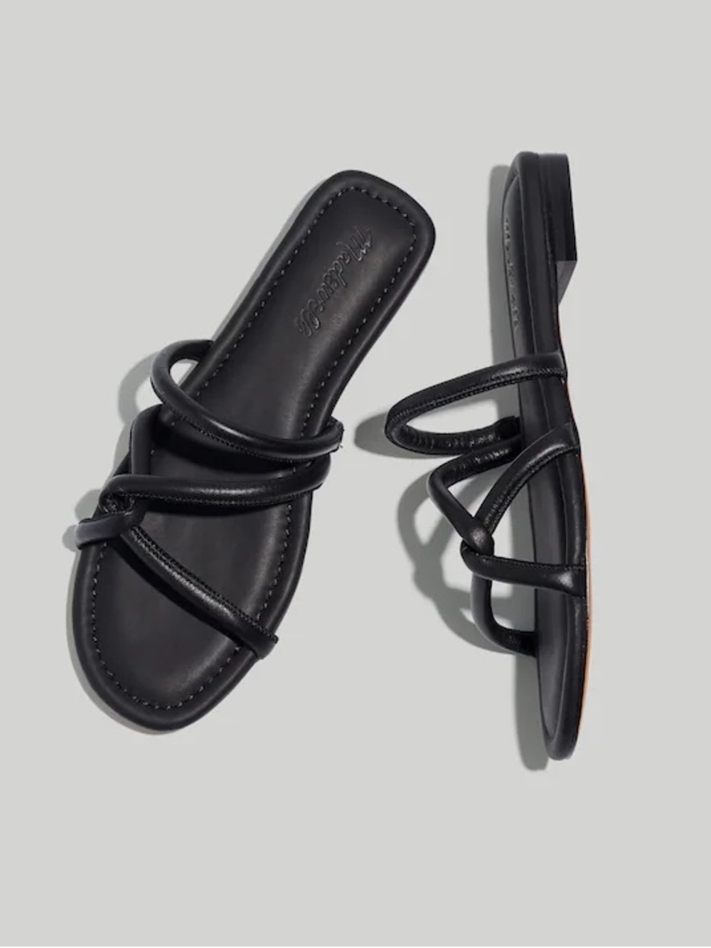 Madewell Bombe slides in black leather 8